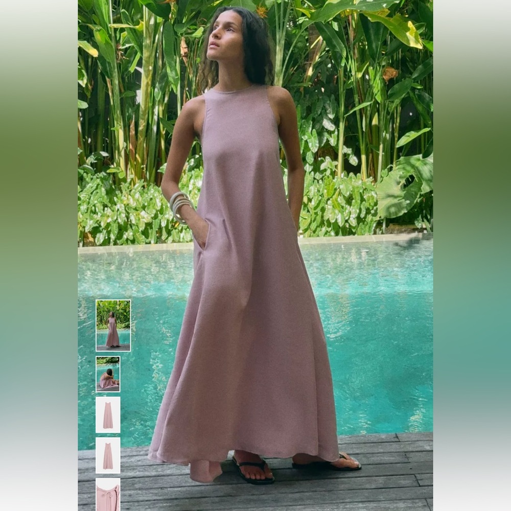 Zara Flowy Mid Dress in Dusty Mauve
